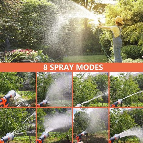 Ugello per tubo da giardino, pistola a spruzzo regolabile - Spruzzatore manuale ad alta pressione per innaffiare il prato, lavare l'auto, fare il bagno agli animali domestici, ecc. (1/2)