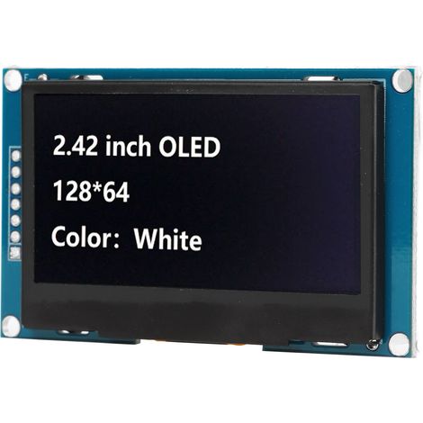 2,42-Zoll-Displaymodul mit organischer Leuchtdiode (OLED), SPI-Schnittstelle, SSD1309-Treiber-IC für DIY-Projekte, MRA091A, Weiß (1/5)