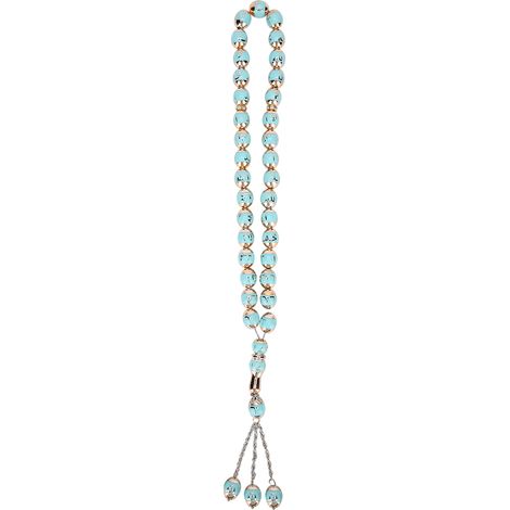 Chapelet de prière musulman unisexe en résine, bleu lac, perles rondes pour méditation, accessoires de culte (1/3)