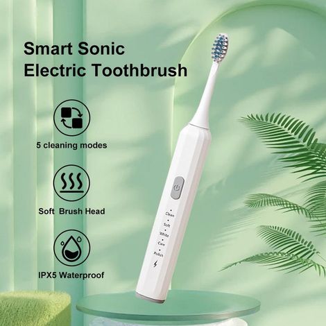 Brosse à dents électrique - avec minuteur intelligent, rechargeable, 3 têtes de brosse (Blanche)-AquaForge (1/5)