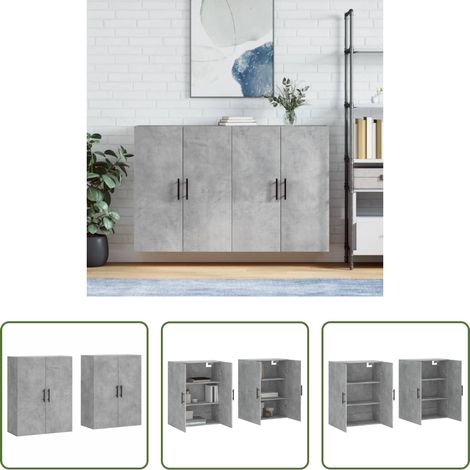 Holzschrank -  Wandschränke 2 Stk. Betongrau 69,5x34x90 cm (1/5)