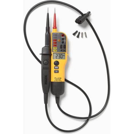 Fluke T130 Tester de tensión amarillo con pantalla LCD (1/2)