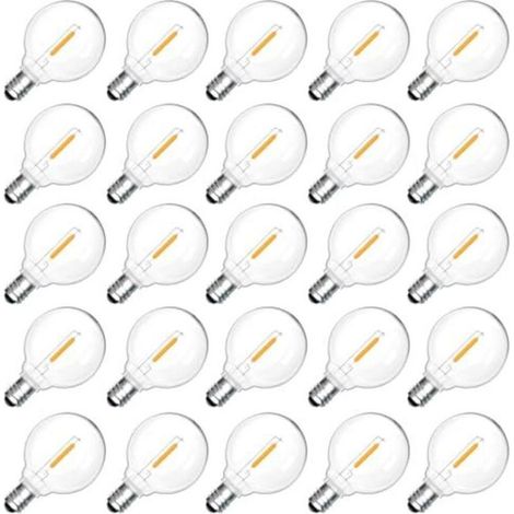 25 ampoules LED extérieures E12 G40 1W, blanc chaud 2200K, ampoules à filament LED G40 transparentes, étanches IP54, ampoules de remplacement E12, 230V non dimmables, pour jardin, terrasse, balcon, fê (1/5)