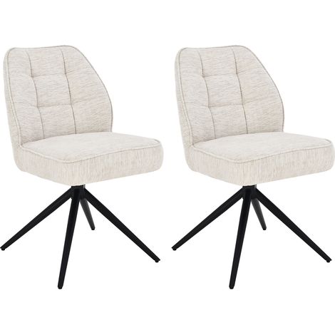 Lot de 2 chaises rotatives 48x63x83 cm en tissu écru - STELIX