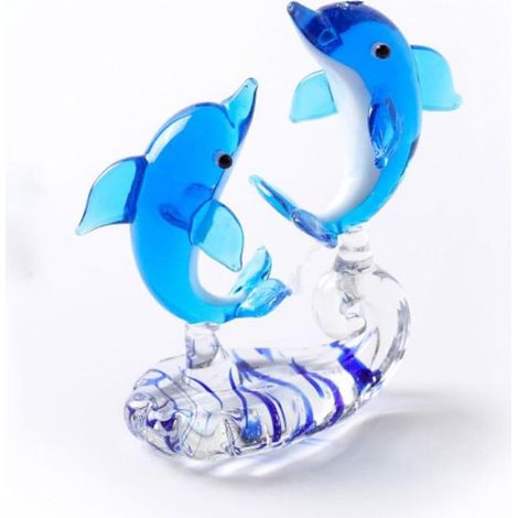 Dekorativer Glasdelfin, kunstvolle Glasskulptur, Tischtierfigur, elegante Wohndekoration, Geschenkidee für Mama