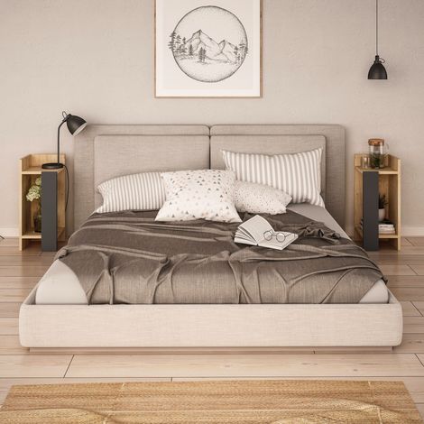 Decortie Elos Modern Nachttisch Links Und Rechts Eiche Anthrazit Grau 25cm Schmal (1/3)
