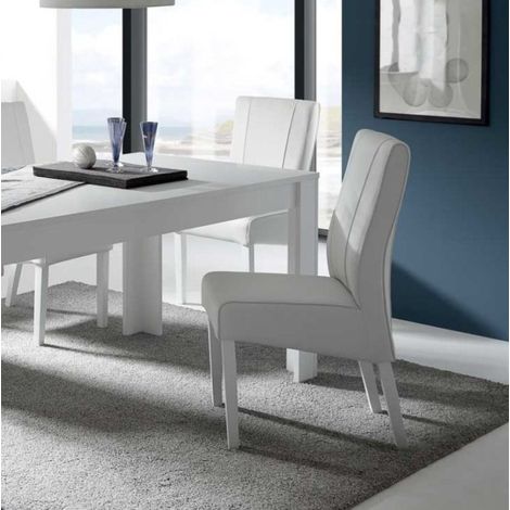 Sedia Ecopelle Bianco con Gambe in Legno (Set 2 Sedie) Sedie Cucina e Sala da Pranzo StilProjectStore.com (1/4)