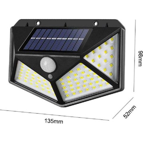Lot de 4 lampes solaires de sécurité d'extérieur avec détecteur de mouvement, 114 LED, 700 lm, grand angle de 270°, batterie 1200 mAh, détection de 5 m, étanchéité IP65, 3 modes, applique (1/5)