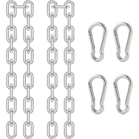 CCYKXA Hanging Chair Chain 2 Pieces 304 Stainless Steel Extension Chain Hanging Chair Chain with 4Pcs Spring Snap Hook for Indoor and Outdoor Hanging Fixing (1/5)