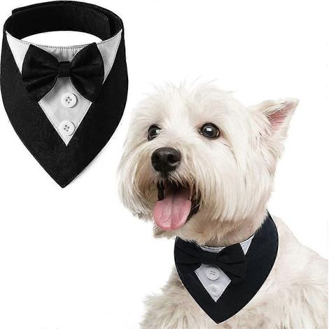 Foulards pour chiens, foulard triangulaire pour animaux de compagnie, foulard de cérémonie pour chien, nœud papillon bandana ajustable pour costume de mariage ou d'anniversaire (1/5)