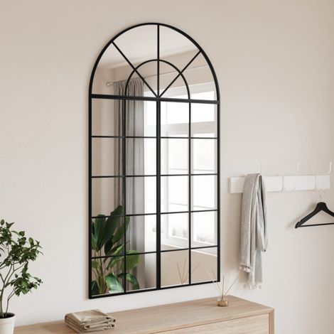 vidaXL Miroir mural noir 80x140 cm arche fer (1/4)