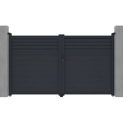 Cancello battente a persiana L305 x H181 cm in Alluminio Antracite - VIAZO