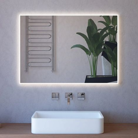 Specchiera retroilluminata LED 100x70 reversibile sabbiatura perimetrale 1 cm (1/5)