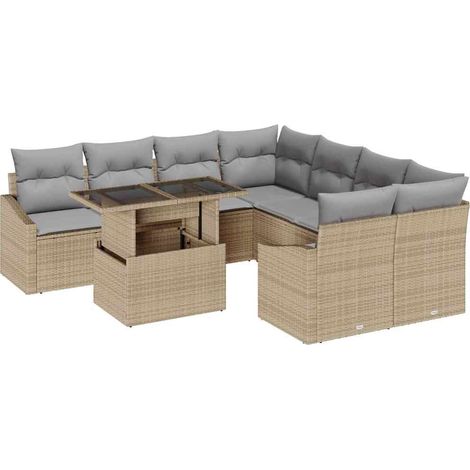 Maison Exclusive - Set Divano da Giardino 9 pz Beige polyrattan (1/5)