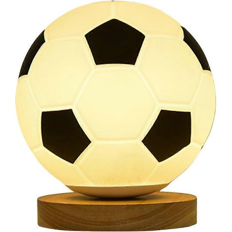 LED-Fußball-Nachttischlampe mit Fernbedienung, dimmbar, aus Glas und Massivholz, modernes Nachtlicht für Schlafzimmer oder Büro, kompakte Tischlampe (1/5)