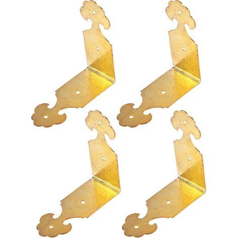 Lot de 4 équerres d'angle décoratives en fer forgé pour valises, boîtes à bijoux et meubles vintage, protection des pieds de meubles en bois-4.5X4.5cm-Golden (1/2)
