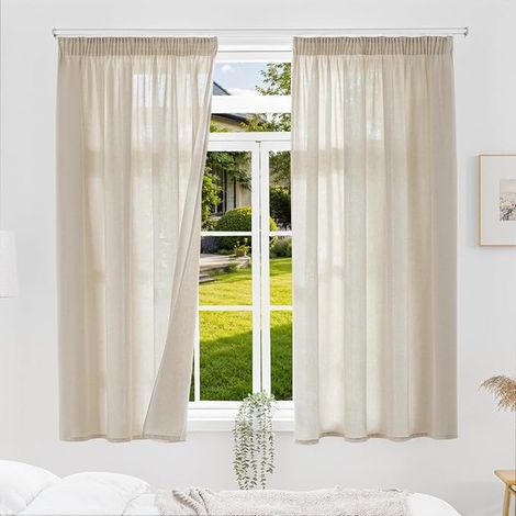 Natural Linen Net Curtain for Living Room or Bedroom Window (1/5)