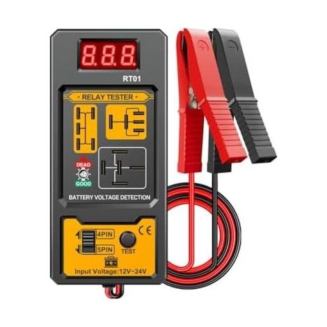 Tester per relè auto - Analizzatore digitale di batterie 12V 24V compatibile con 4 pin e 5 pin, schermo LCD, strumento di diagnostica automobilistica (1/5)