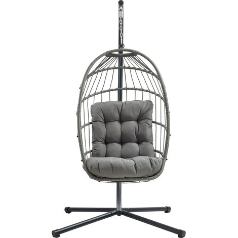Rattan Hanging Egg Chair – Grey