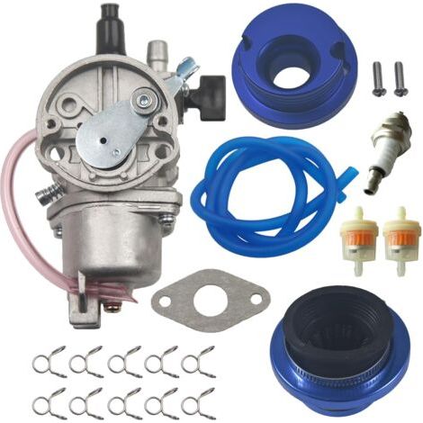 Kit de mise à niveau de filtre à air en aluminium avec adaptateur PZ13 pour carburateurs 2 temps pour mini-quads 47cc et 49cc (bleu) (1/2)