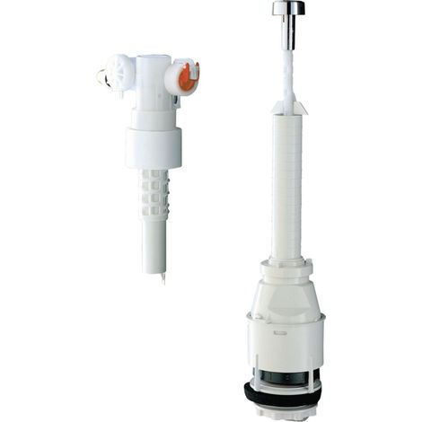 Grohe – Mécanisme de chasse d'eau complet – Flotteur et soupape servo – Bouton poussoir chromé diamètre 38 mm – Longueur 470 mm (1/2)