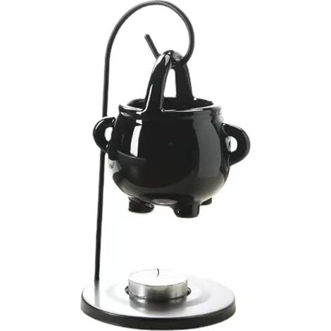 Brûleur à huile chaudron païen à suspendre, chauffe-cire noir, diffuseur d'arômes, avec poignée, pour parfum essentiel de cire fondue, élément de décoration d'intérieur de sorcières