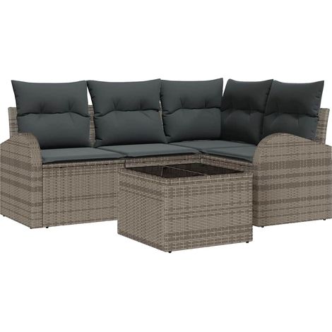 Maison Exclusive - Set Divano da Giardino Grigio polyrattan