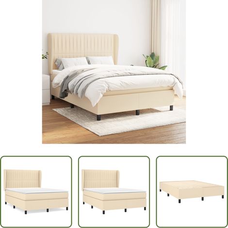 Matelas à ressorts ensachés - Sommier à lattes de lit avec matelas Crème 140x190 cm Tissu (1/5)
