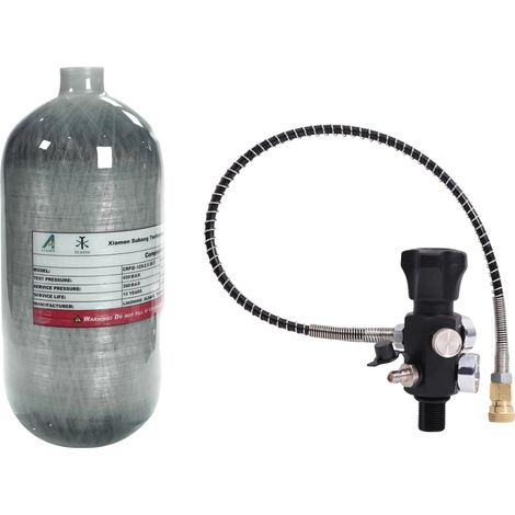 Tanque de aire a alta presión, capacidad de 2,5 L, construcción de fibra de carbono, 2,5 L - Blanco (1/2)
