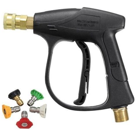 1/4"-Direktanschluss-Kurzpistole + 5-Farben-Düse, Hochdruck-Reinigungswasserpistole mit reinem Kupferkern, Autowasch-Wasserpistole (1/5)