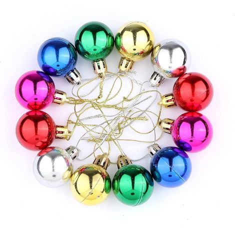 24 PCS of 6-color Mini Christmas Tree Baubles Matte and Glitter Decorated Baubles Xmas Hanging Decorations 30mm (1/5)