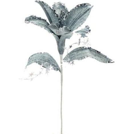 Fiore decorato per albero natale - colore argento - addobbo decorazione natalizia