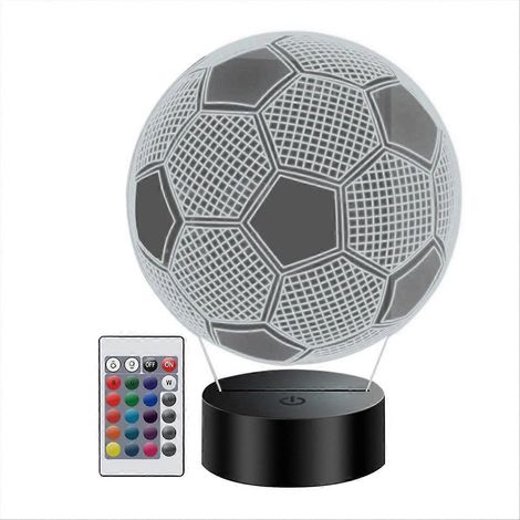Lampe de nuit en forme de ballon de football pour enfants, veilleuse 3D à illusion d'optique, 16 couleurs, télécommande, cadeau idéal pour les garçons (1/5)