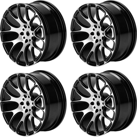 4 pièces jantes en alliage d'aluminium 52mm pour voiture RC Tamiya TT-01 1/10, moyeux noirs (1/5)