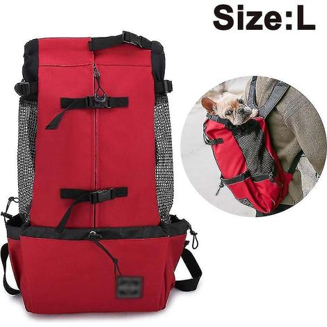 Sac à dos de transport pour chiens de petite et moyenne taille, rouge - Taille L (1/5)