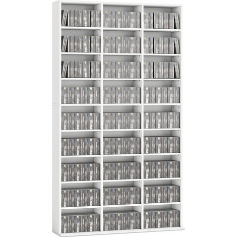 HOMCOM 835 CD/500 DVD Storage Unit, Blu-ray Media Storage Shelf, White (1/5)