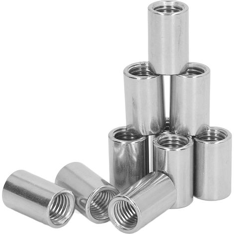 Écrou-raccord cylindrique 10 pièces, tige filetée femelle M12x1,75, inox 304, longueur 25mm (1/5)