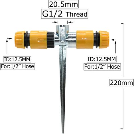 (D) Arroseur d'eau 1/2 pouce, tige fixe en métal, support, buse de pulvérisation, piquet métallique pour l'irrigation (1/5)