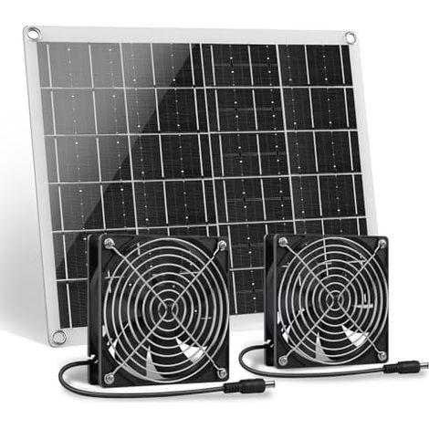 Solar Ventilator, 15W Solarpanel Ventilator mit Zwei IPX6 Wasserdicht für Kleine Hühnerställe, Gewächshäuser, Schuppen, Tierhäuser, Ansaug- oder Abluft (1/5)