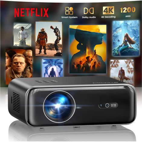 4K Projector 1500 ANSI Video Projector 4K Auto Focus/Keystone WiFi Bluetooth FHD 1080P, HDR10, Smart Overhead Projector Portable WiFi6 Outdoor Zoom50% Gift/Home Cinema (1/5)