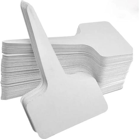 100pcs Plantes en plastique en forme de T Étiquette de jardin blanc marqueur stylet (1/5)