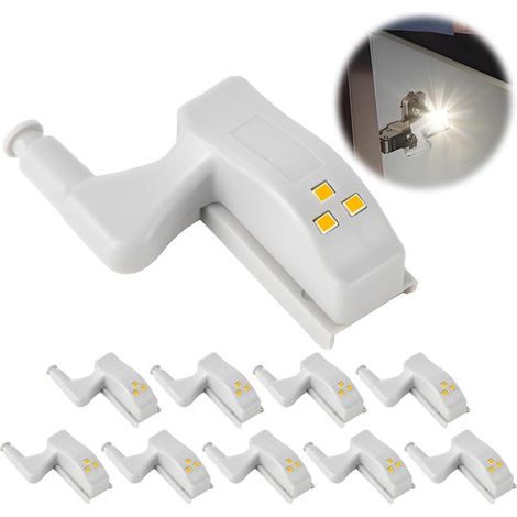 Juego de 10 luces LED para bisagras de puertas de armarios, iluminación especial con sensor automático, luz inalámbrica para armarios.