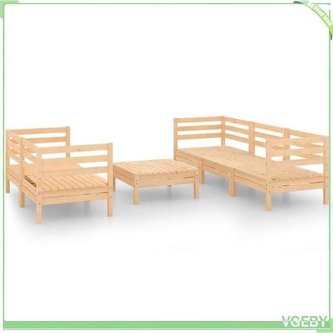 Salon de jardin - FAFEICY - 3082472 - Bois de pin massif - Modulaire 6 places - Table incluse (1/5)