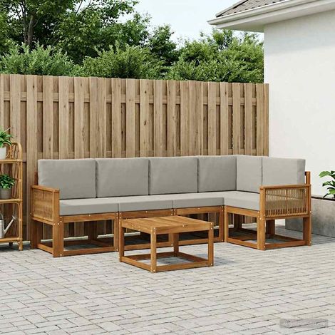 Teenpull – Outdoor-Sofagarnitur 6 Stk. Natürlich und Hellgrau (1/5)