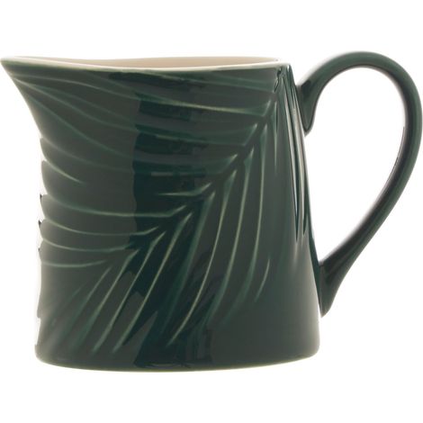 Interiors By Premier Ceramic Milk Jug,Dark Green Milk Dispenser With Embossed Botanical Detailing,Milk Holder With Tapered Base (1/5)