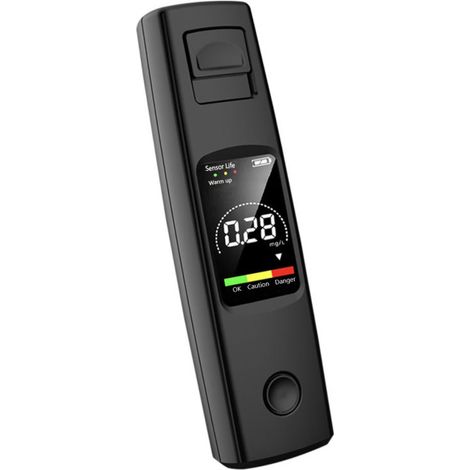 Mini éthylotest portable haute précision sans contact, rechargeable par USB, avec écran LCD numérique et fonction alarme. (1/5)