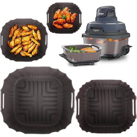 Moule Silicone Air Fryer pour Ninja Crispi Air Fryer, 2 Paquet Panier Accessoires Airfryer pour Ninja CRISPi Tragbare Airfryer, 3,8L & 1,4L, 4-in-1, Plat Speziell für FN101EUGY (1/5)