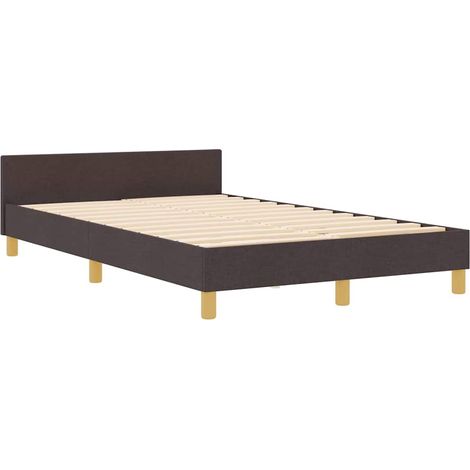 Estructura de cama con cabecera Marrón oscuro 120 x 200 cm tela vidaXL (1/5)