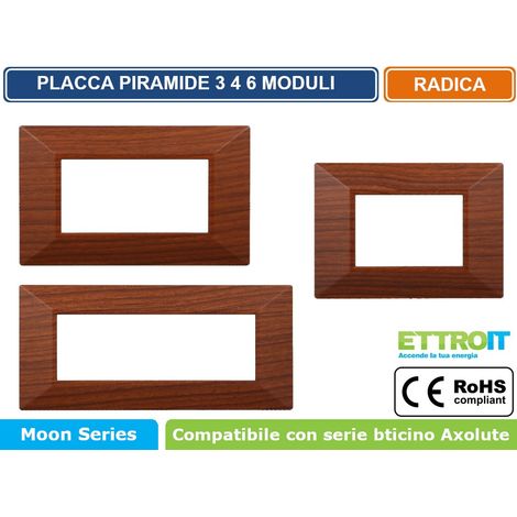 ETTROIT AN90603 Placca Piramide 6P Colore Radica Compatibile Con Bticino Axolute (1/4)