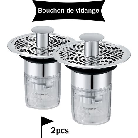 Lot de 2 bouchons d'évier de salle de bain 34-37 mm, bouchons d'évier universels à fermeture automatique avec filtre anti-obstruction et anti-odeurs (1/5)